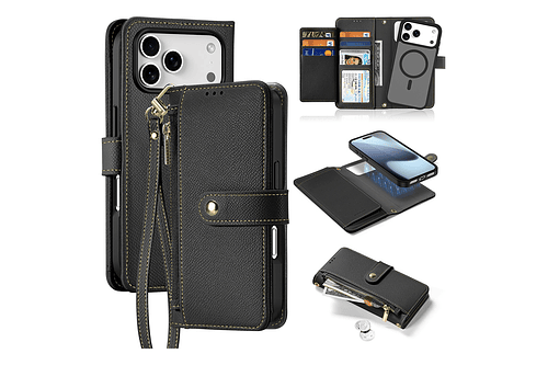 Case + Flip Cover Magsafe Leather Para Iphone 17 Pro 6.3
