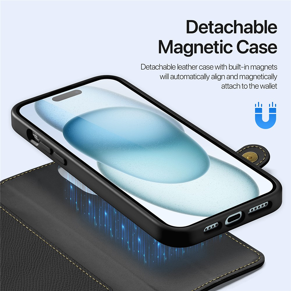 Case + Flip Cover Magsafe Leather Para Iphone 15 Normal 6.1 5
