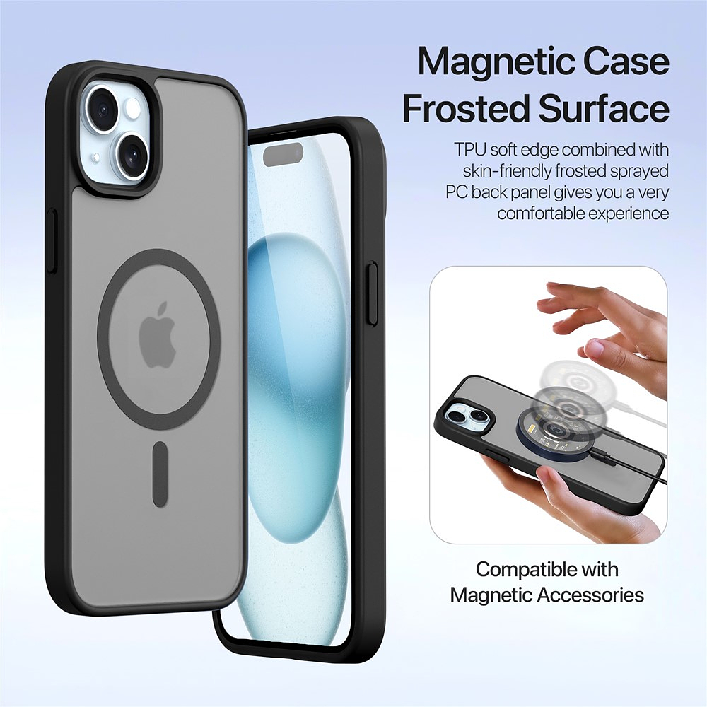 Case + Flip Cover Magsafe Leather Para Iphone 15 Normal 6.1 6