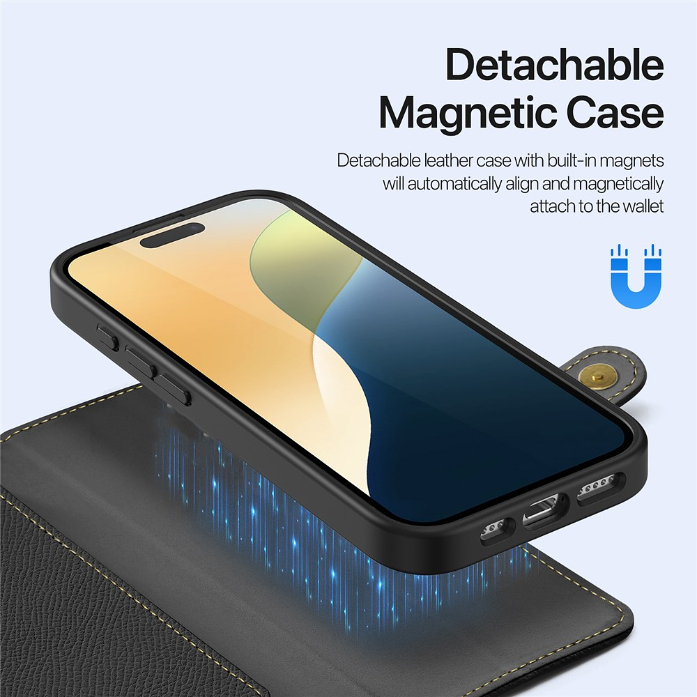 Case + Flip Cover Magsafe Leather Para Iphone 16 Normal 6.1 3