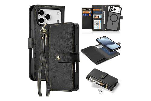 Case + Flip Cover Magsafe Leather Para Iphone 17 Pro Max 6.9