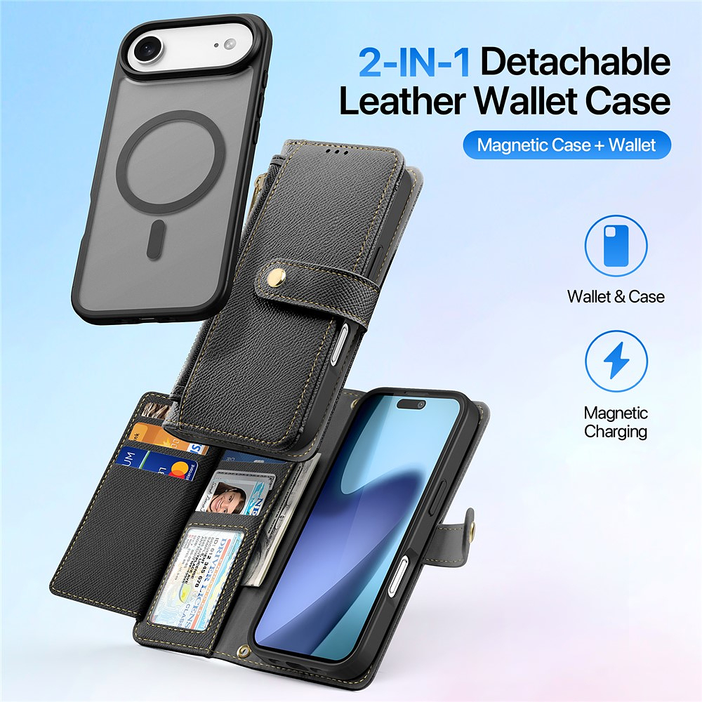Case + Flip Cover Magsafe Leather Para Iphone 17 Air 6.5 3