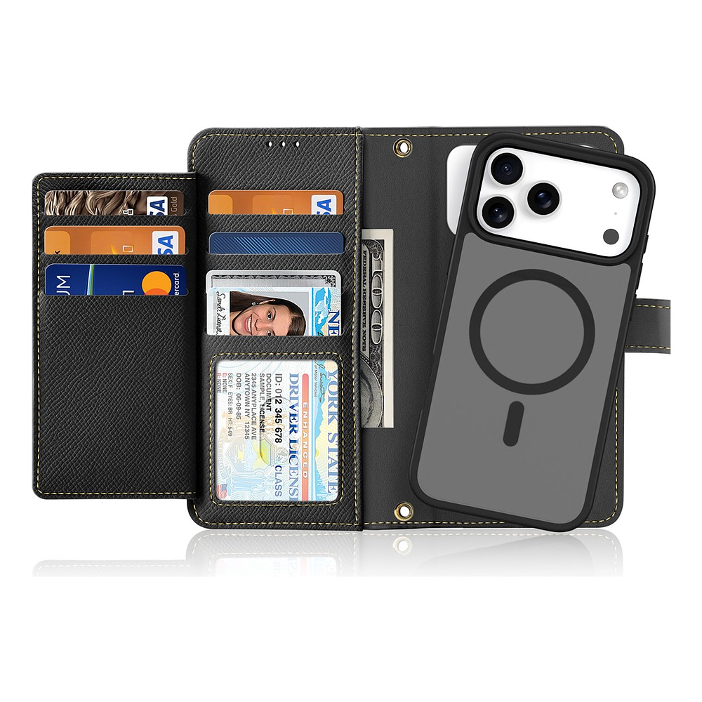 Case + Flip Cover Magsafe Leather Para Iphone 17 Pro Max 6.9 3