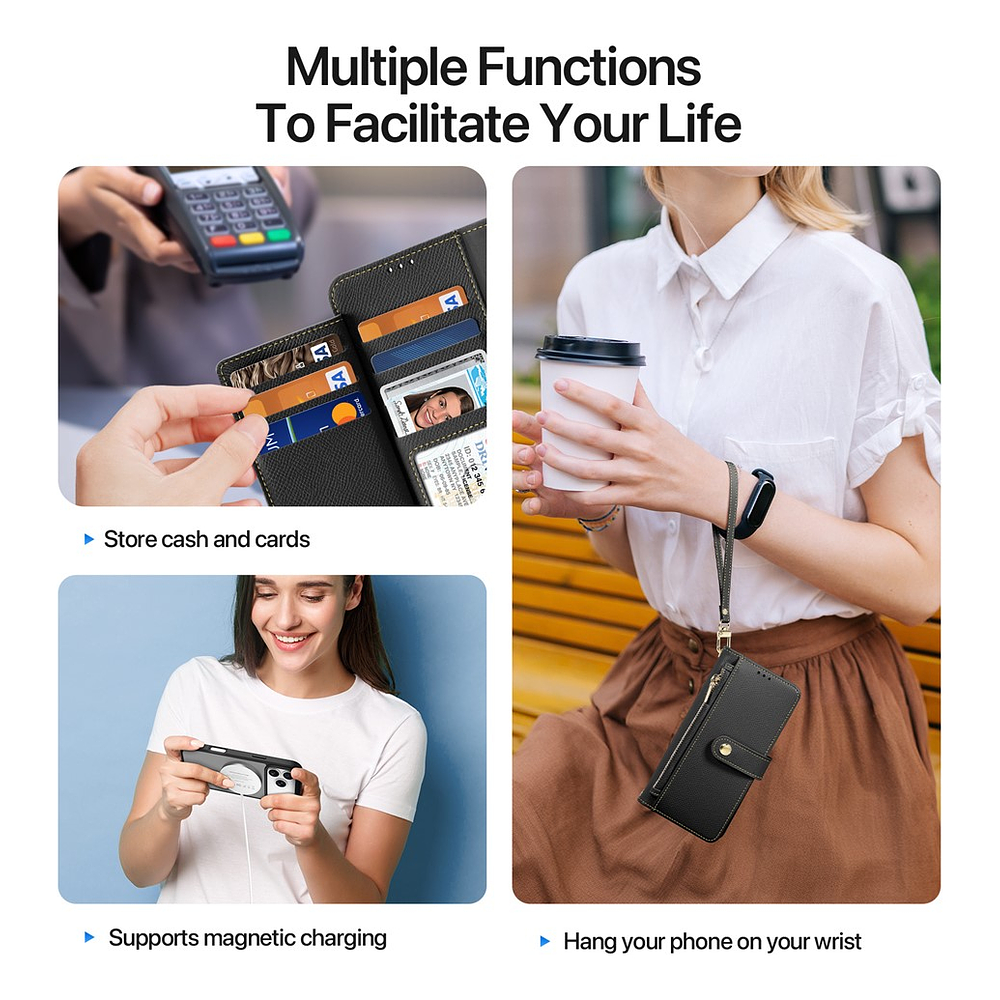 Case + Flip Cover Magsafe Leather Para Iphone 17 Pro Max 6.9 4