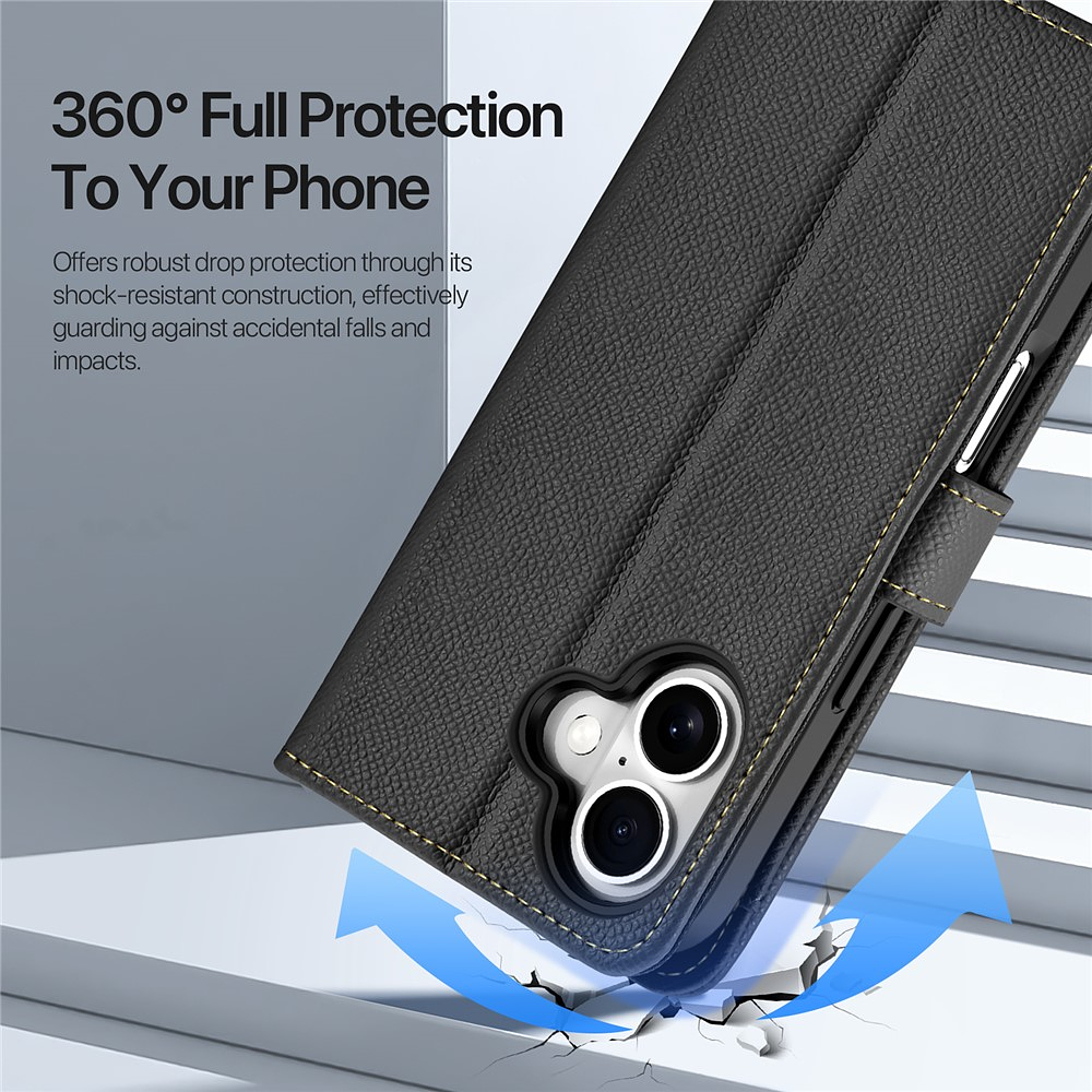 Case + Flip Cover Magsafe Leather Para Iphone 17 Normal 6.3 9