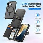 Case + Flip Cover Magsafe Leather Para Iphone 16 Normal 6.1 10