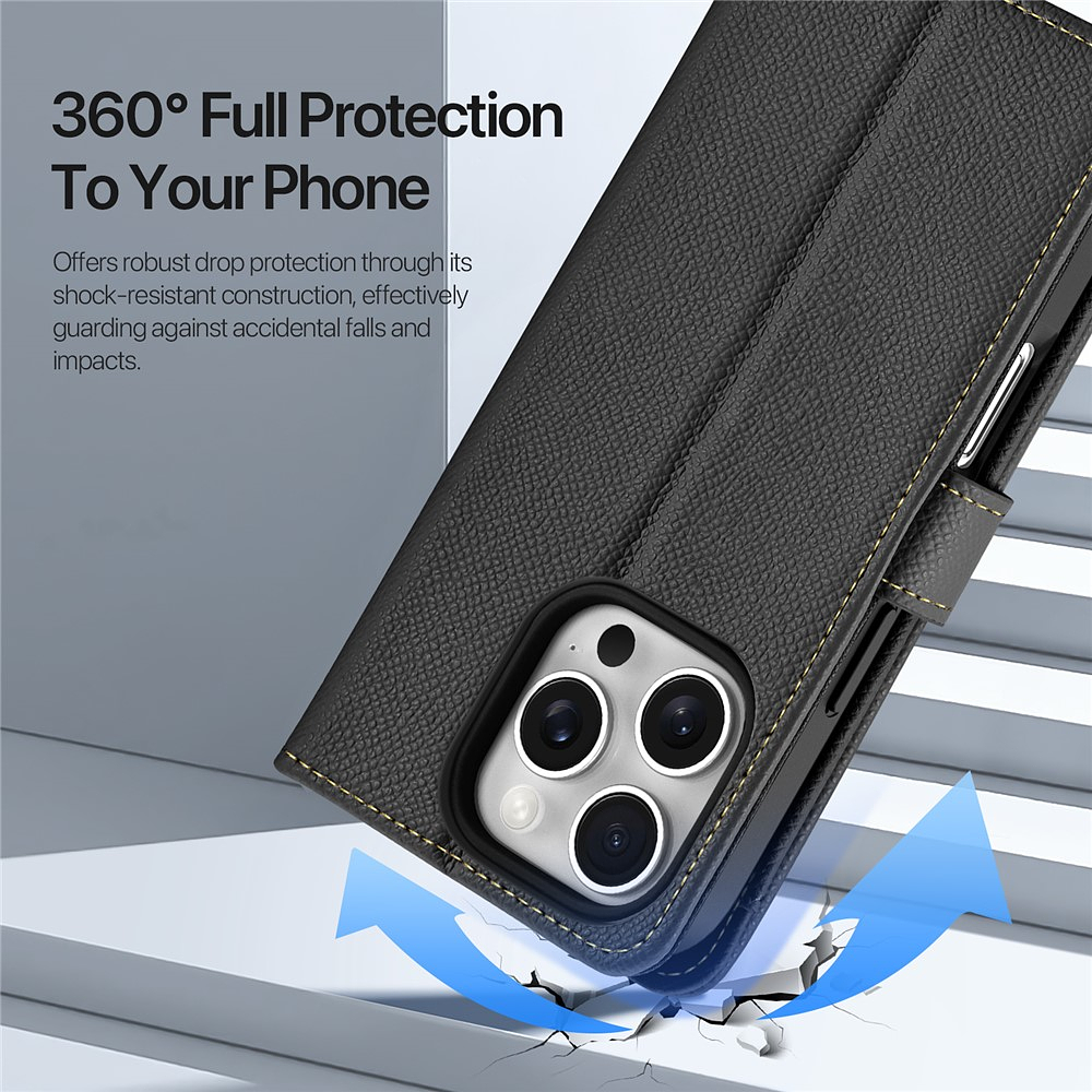 Case + Flip Cover Magsafe Leather Para Iphone 16 Pro 6.3 8