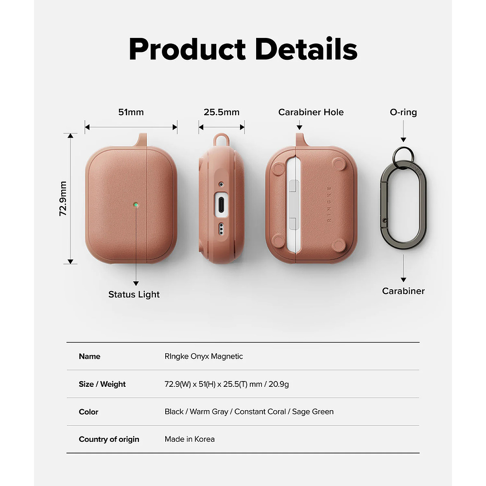 Case Ringke Onyx Magsafe Para Airpods Pro 3ra Gen (2025) Coral 8
