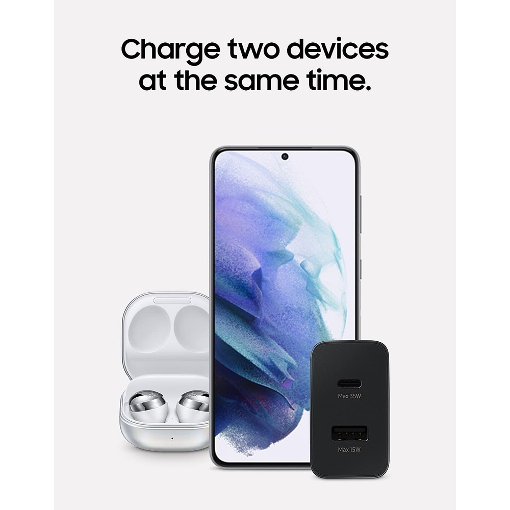 Cargador de Pared Samsung 35watts Duo Para Galaxy Z Flip7 Fold7 Negro 9