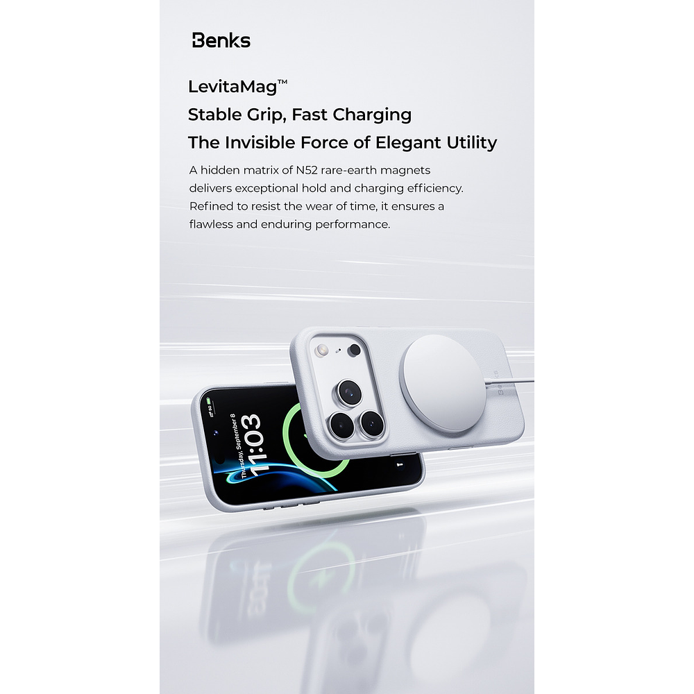 Case Benks Leather X Magsafe Para Iphone 17 Pro Max 6.9 Negro 6