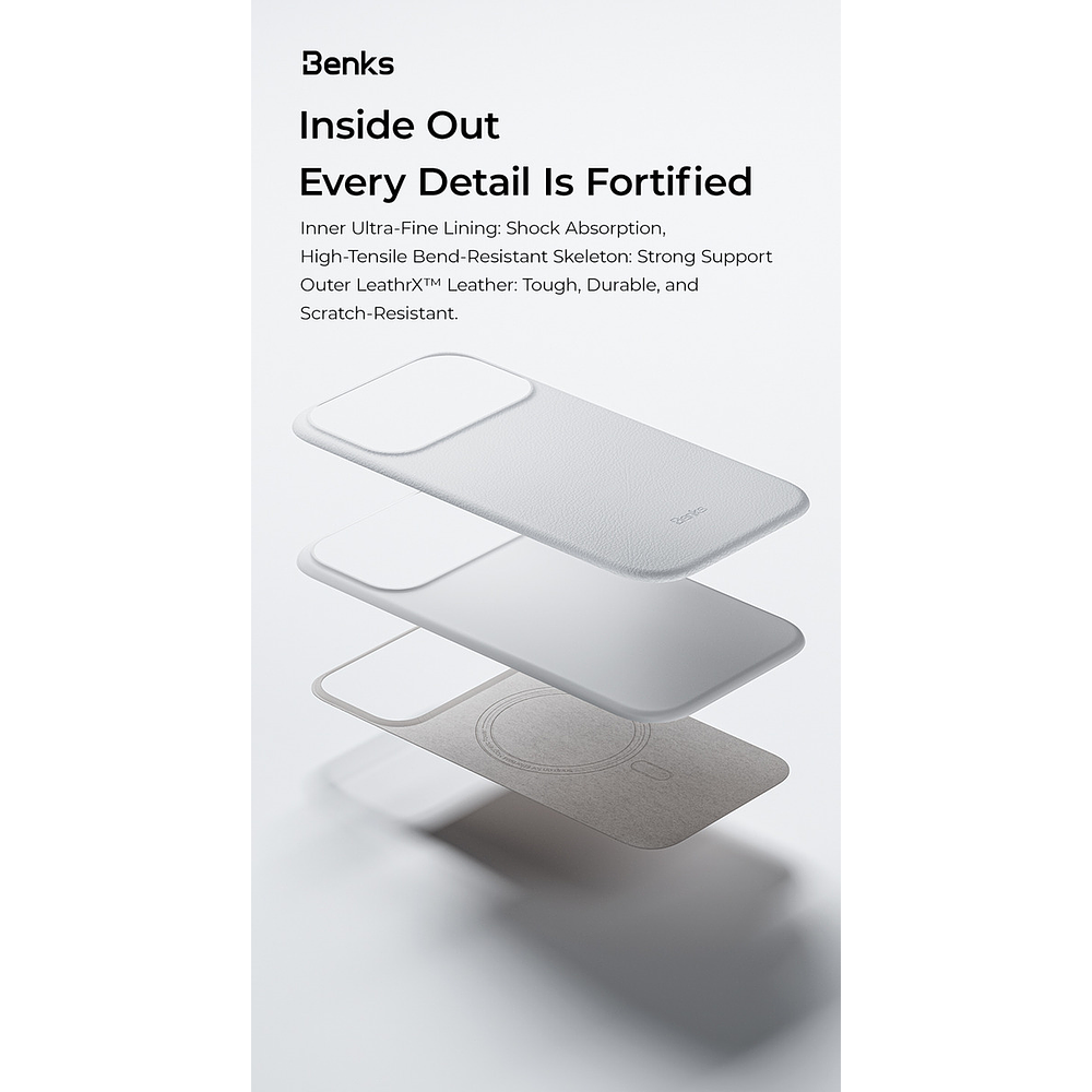 Case Benks Leather X Magsafe Para Iphone 17 Pro Max 6.9 Negro 7