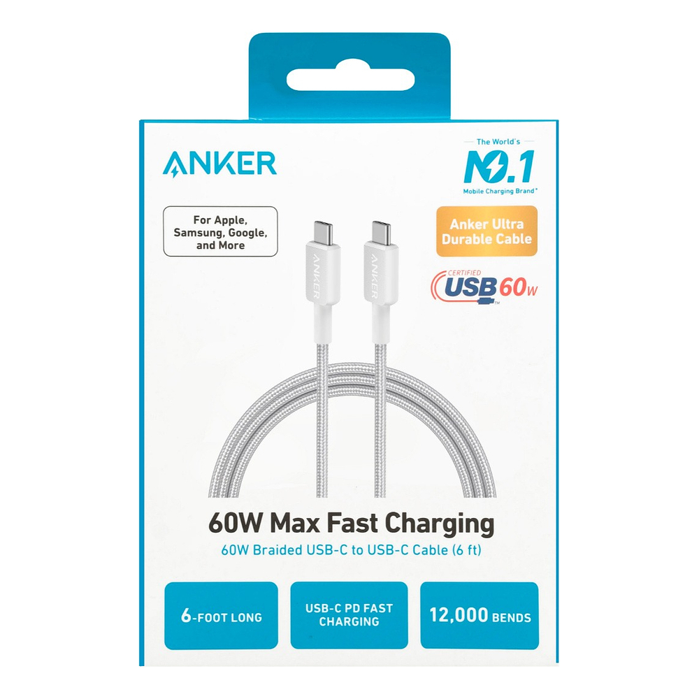 Cable Anker Nylon Usb-c 1.8m Para iPhone 17 Pro Max 6.9 | iPhone 17 Pro 6.3 | iPhone 17 Normal 6.3 | iPhone 17 Air 6.5 7