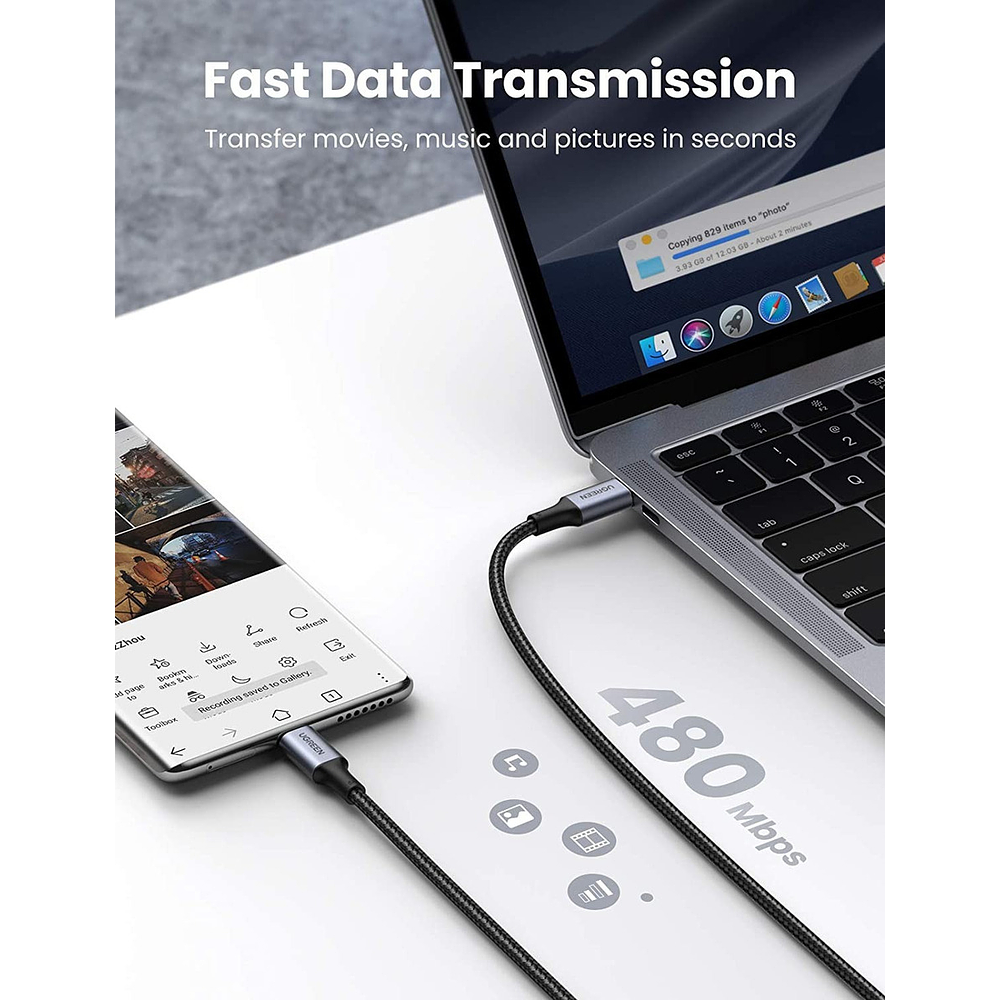 Cable Ugreen Usb-c 100w Para iPhone 17 Pro Max 6.9 | iPhone 17 Pro 6.3 | iPhone 17 Normal 6.3 | iPhone 17 Air 6.5 1.8m 6