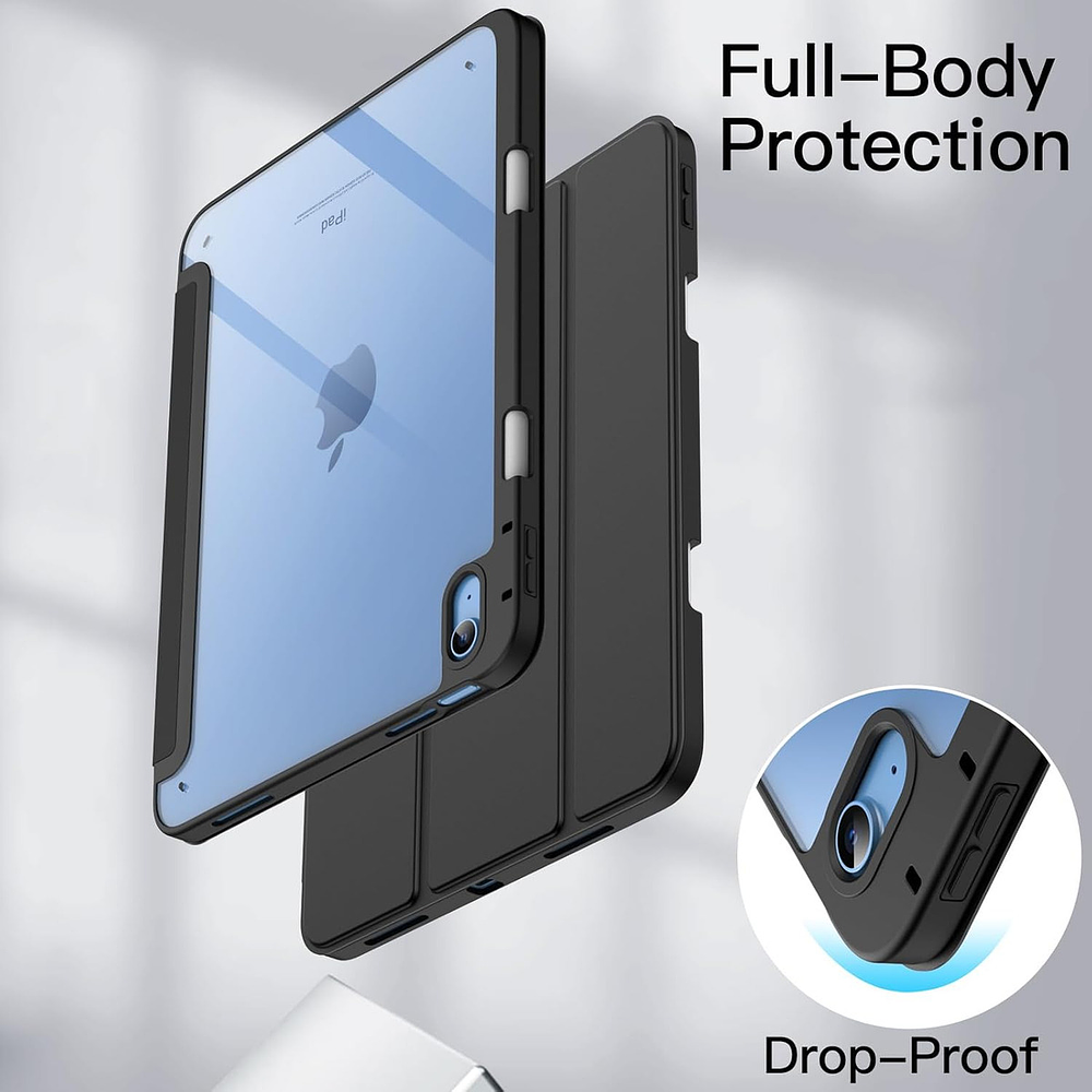 Case Para Ipad 10ma Gen (2022) A2696 A2757 Clear / Negro 2