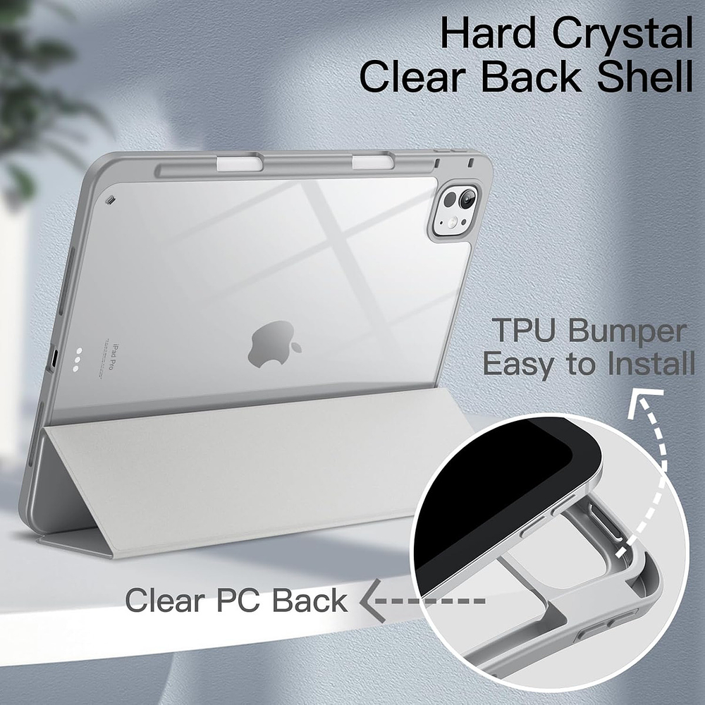 Case Para Ipad Pro 11 M5 (2025) A3357 A3358 Clear / Gris 2