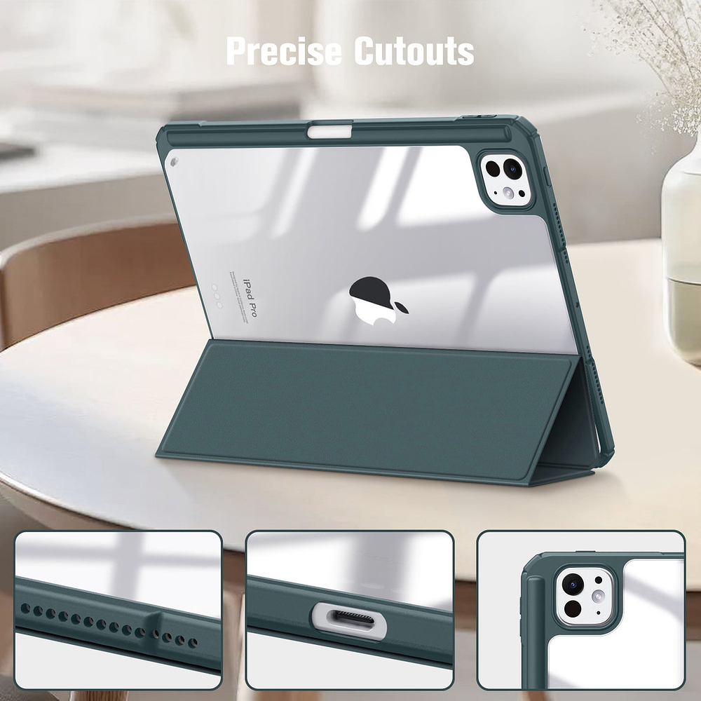 Case Para Ipad Pro 11 M4 (2024) A2836 A2837 Clear / Verde 3