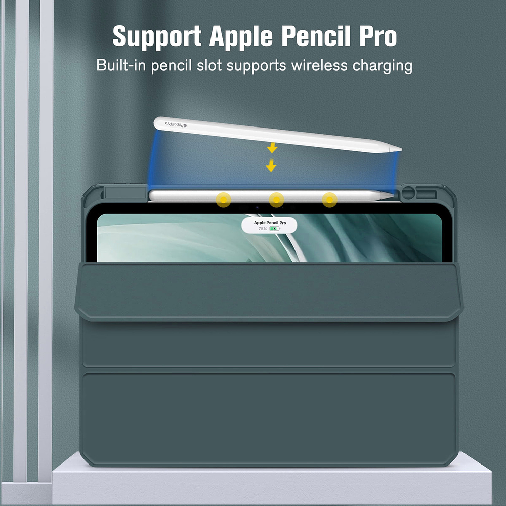 Case Para Ipad Pro 11 M5 (2025) A3357 A3358 Clear / Verde 4