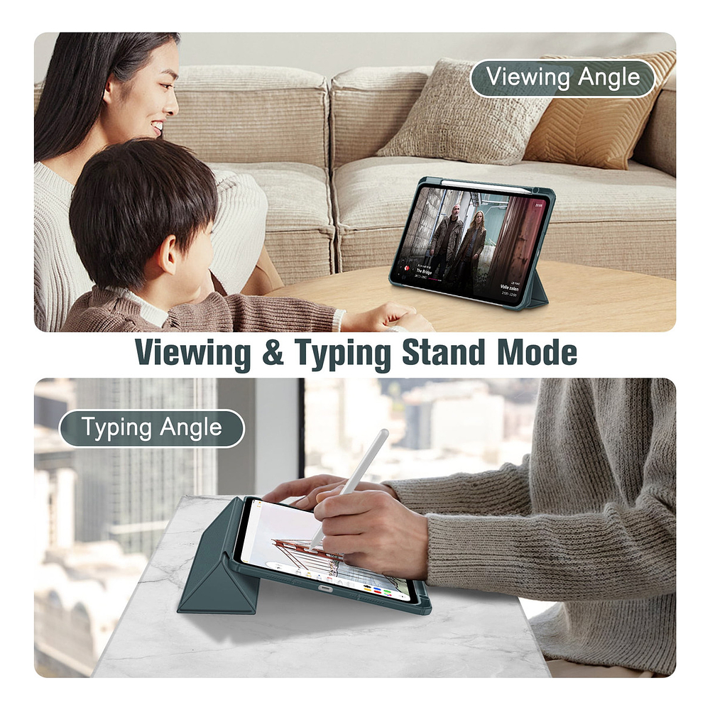 Case Para Ipad Pro 11 M5 (2025) A3357 A3358 Clear / Verde 8