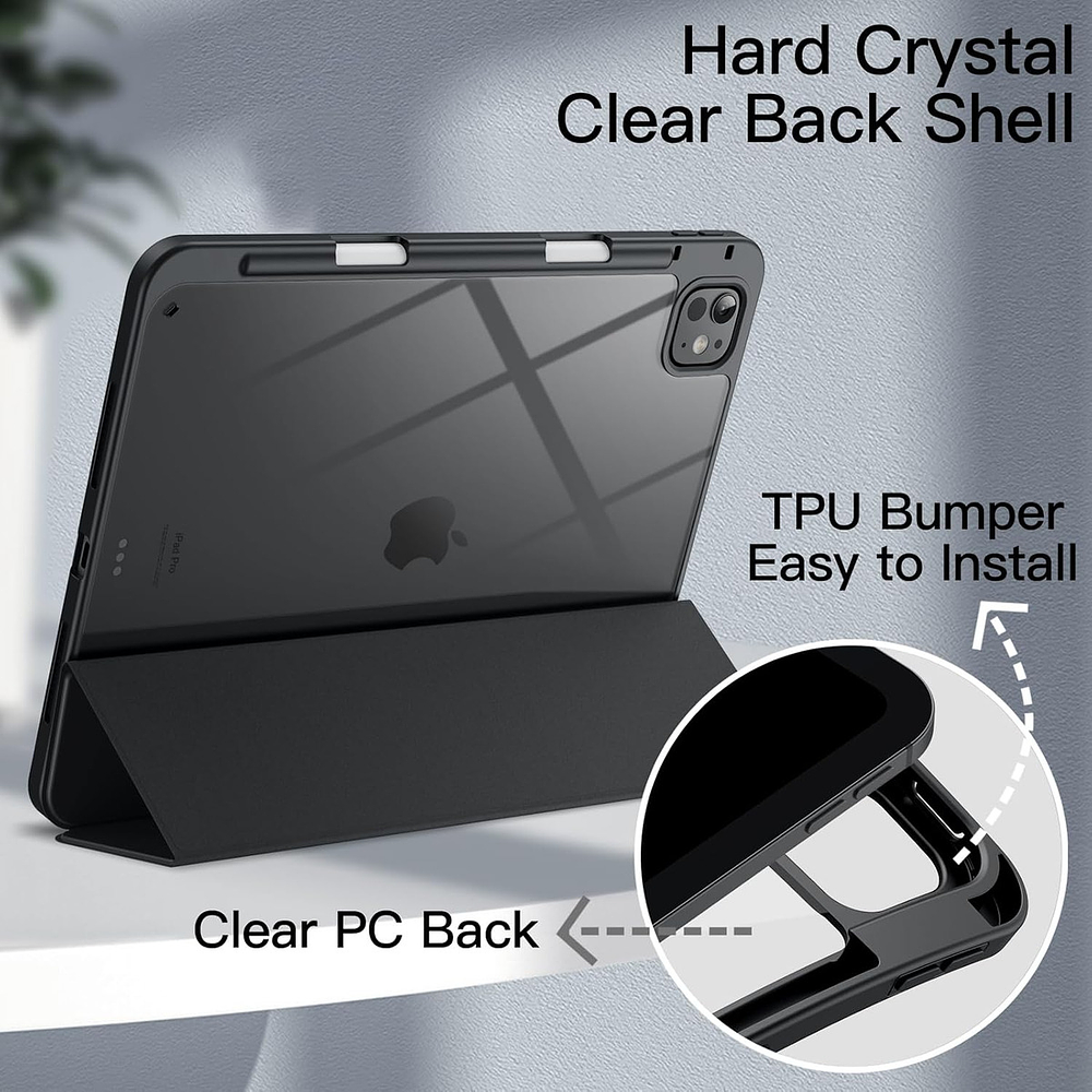 Case Para Ipad Pro 11 M4 (2024) A2836 A2837 Clear / Negro 6