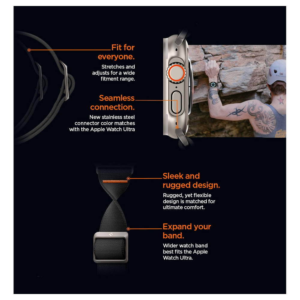 Correa Spigen Lite Ultra Para Apple Watch 11 46mm  Negro 7