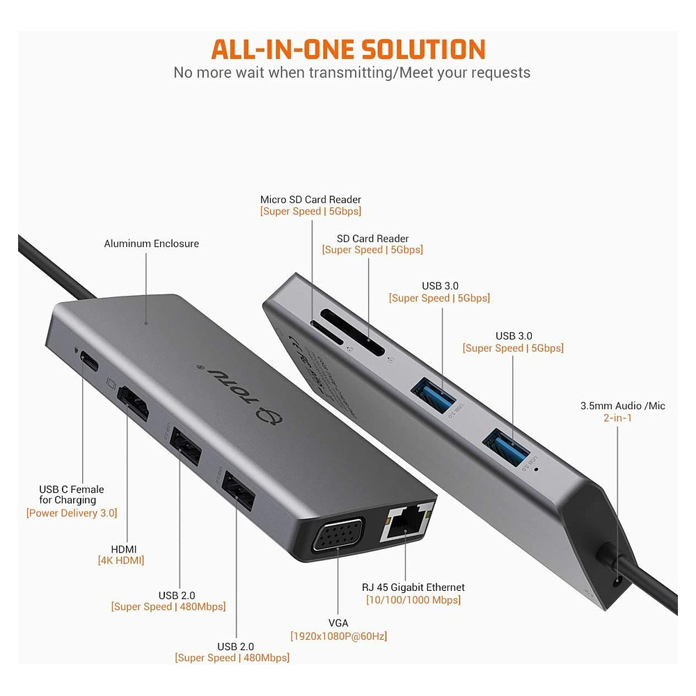 Adaptador Hub Totu Usb C Para Galaxy Tab S11 Ultra X930 X936 4