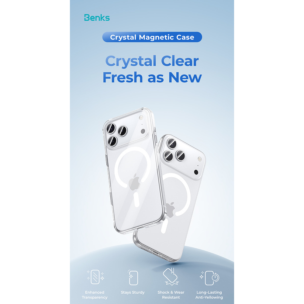 Case Benks Lucent Pro Magsafe Crystal Para Iphone 17 Normal 6.3 3