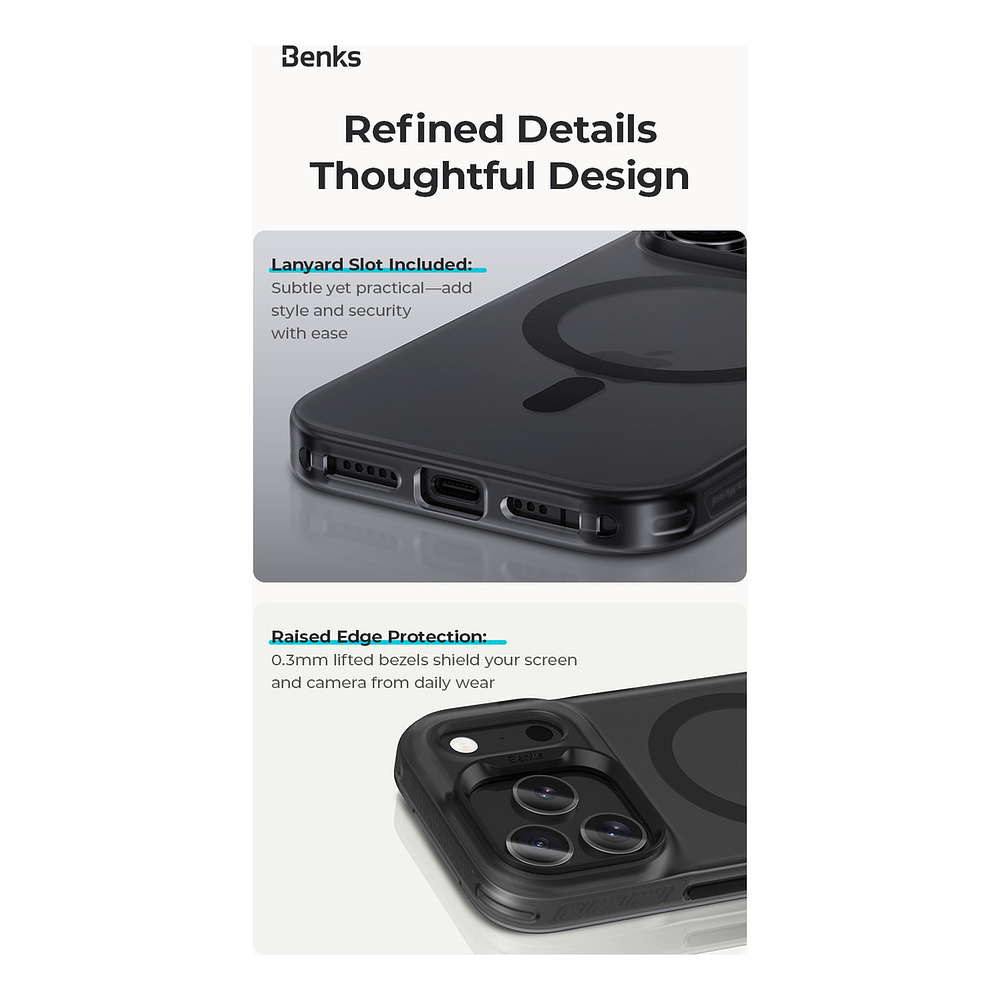 Case Benks Lucid Armor Magsafe Para Iphone 17 Pro 6.3 Smoke 9