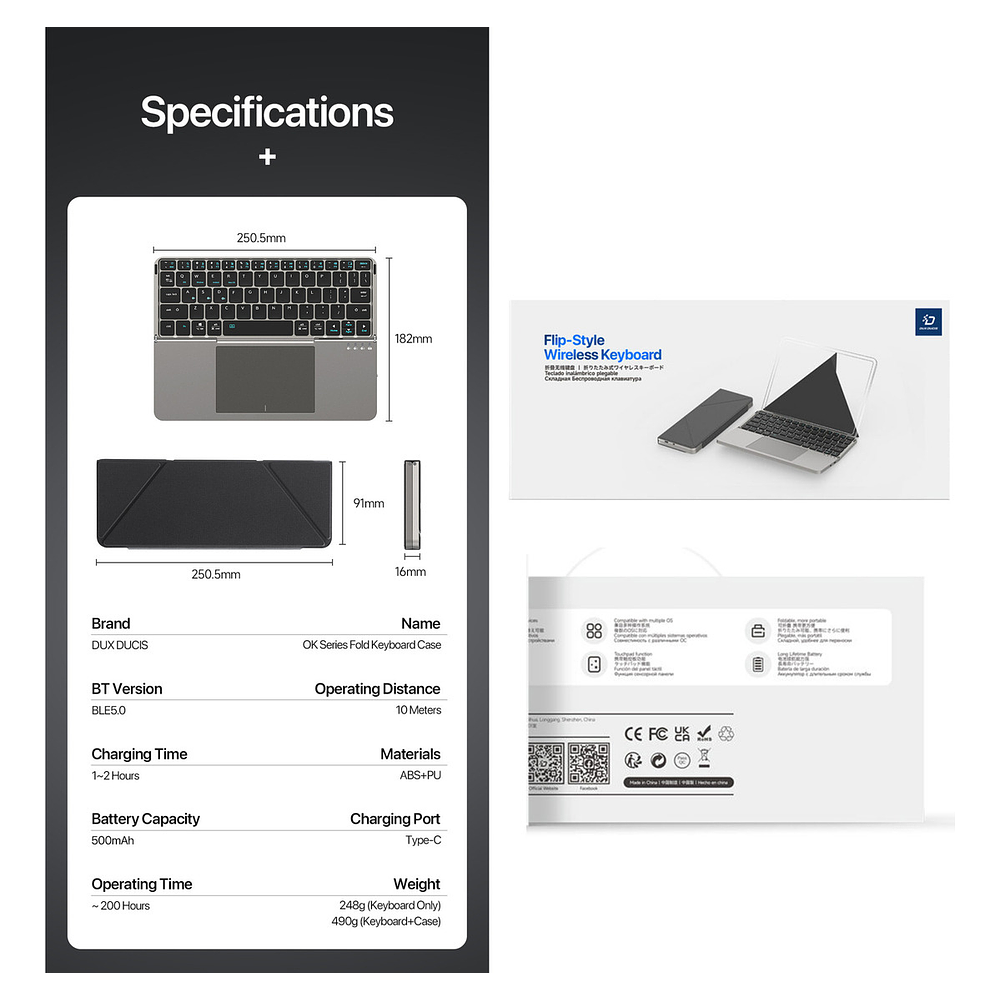 Teclado Portátil Touchfold Para Ipad 6ta Gen A1893 A1954 10