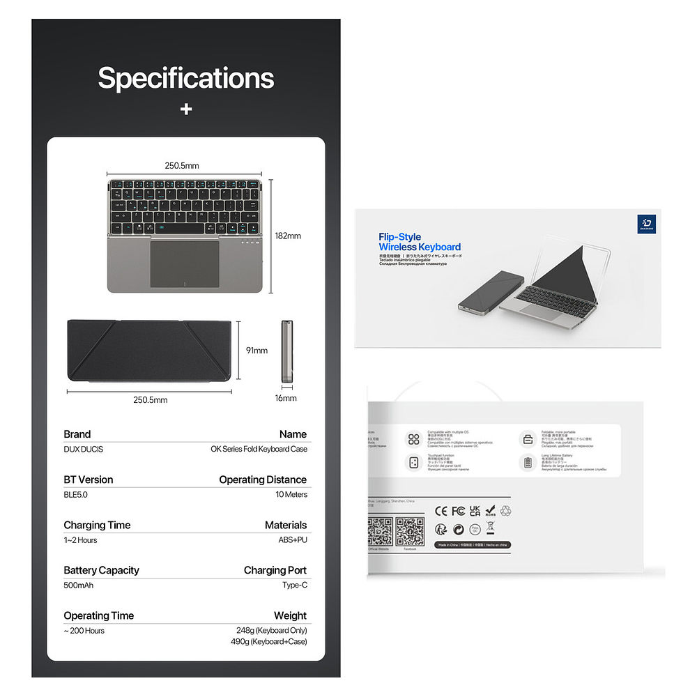 Teclado Portátil Touchfold Para Galaxy Tab A11 Plus X230 10