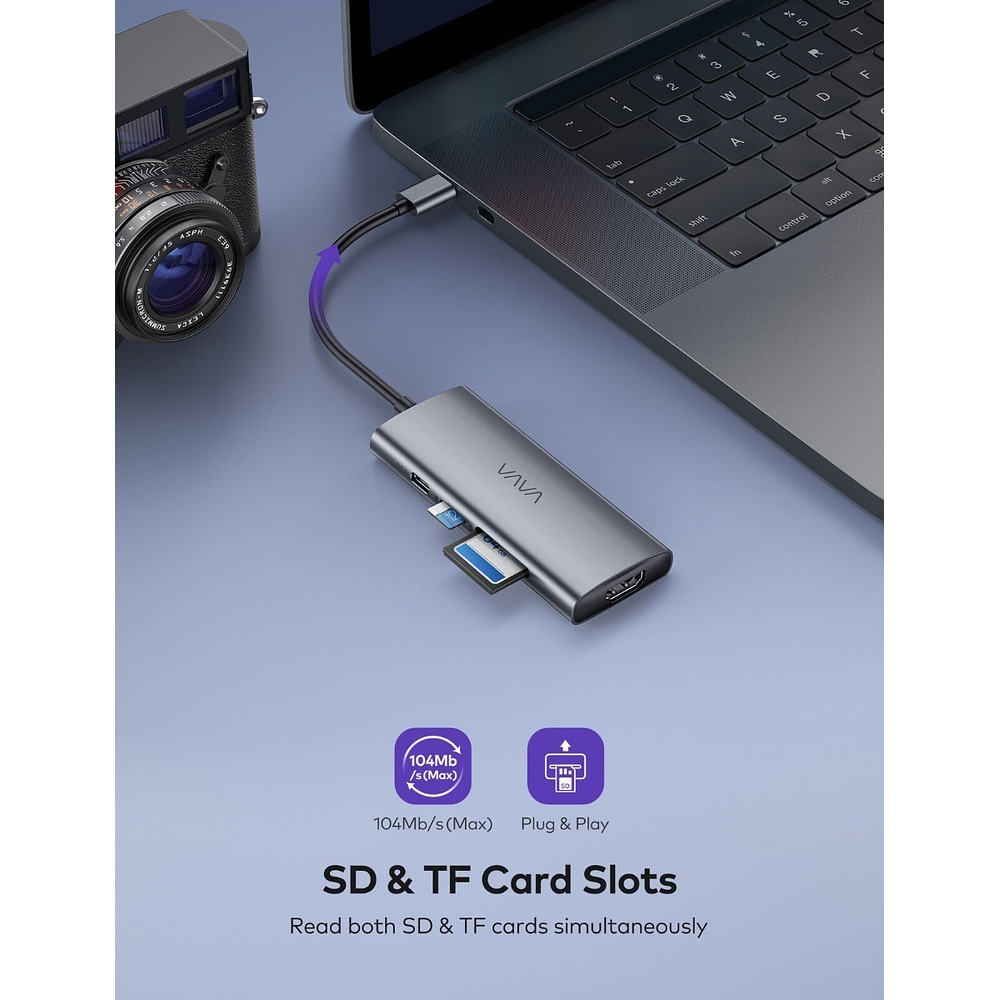 Adaptador Hub Vava Para Macbook Pro 14 M5 (2025) A3434 4