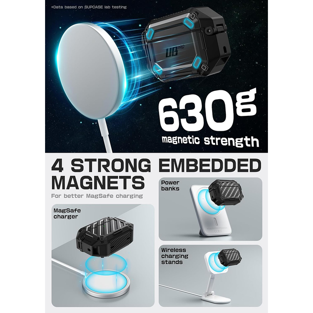 Case Acuático Supcase Para Airpods Pro 3ra Gen (2025) Negro 2