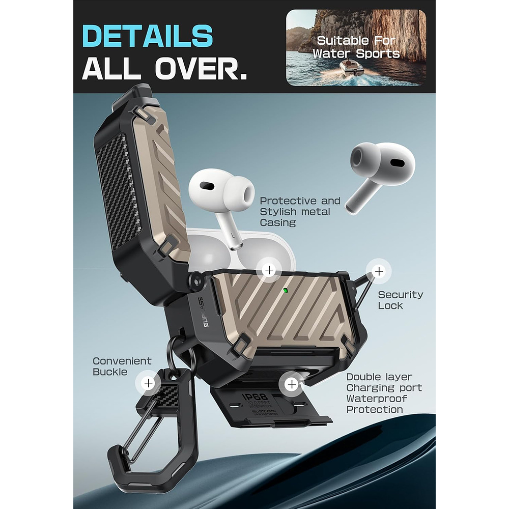 Case Acuático Supcase Para Airpods Pro 3ra Gen (2025) Desert 3