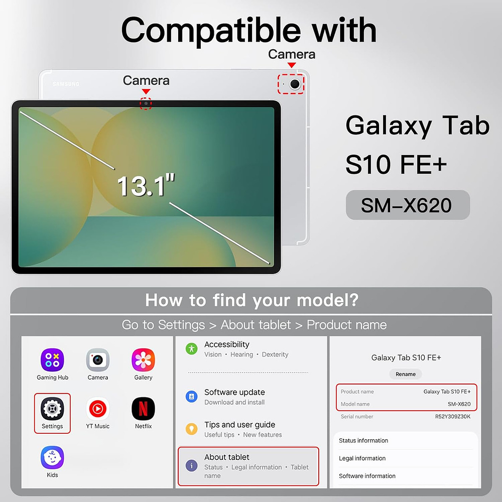Case + Mica Para Galaxy Tab S10 Fe Plus 13.1 (2025) X620 7