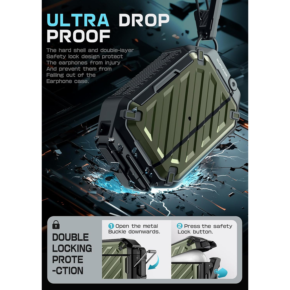 Case Acuático Supcase Para Airpods Pro 3ra Gen (2025) Olive 8
