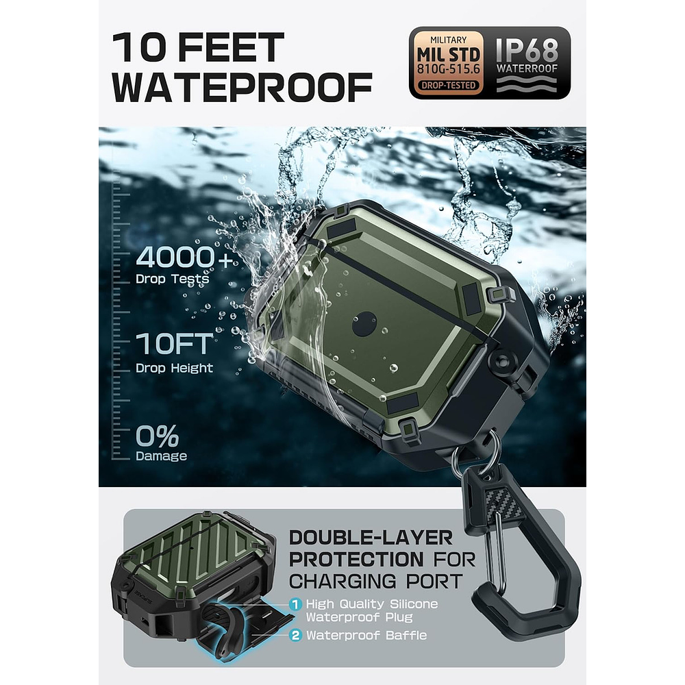 Case Acuático Supcase Para Airpods Pro 3ra Gen (2025) Olive 9