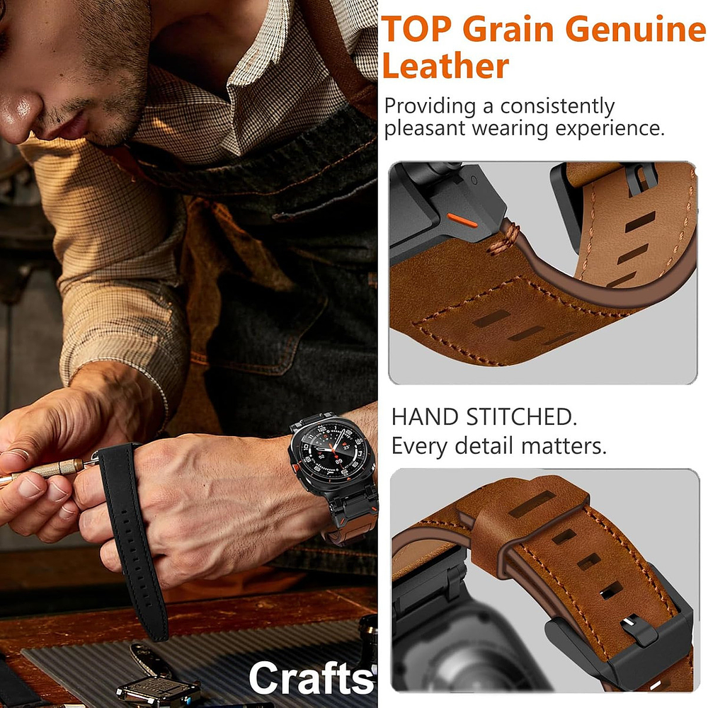 Correa De Acero | Cuero Wingle Para Galaxy Watch Ultra 2025 47mm 3