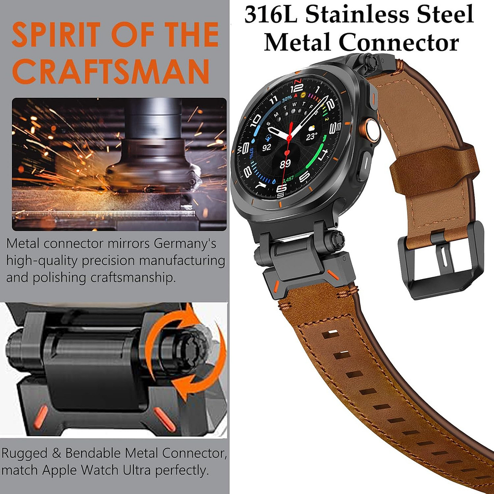 Correa De Acero | Cuero Wingle Para Galaxy Watch Ultra 2025 47mm 4