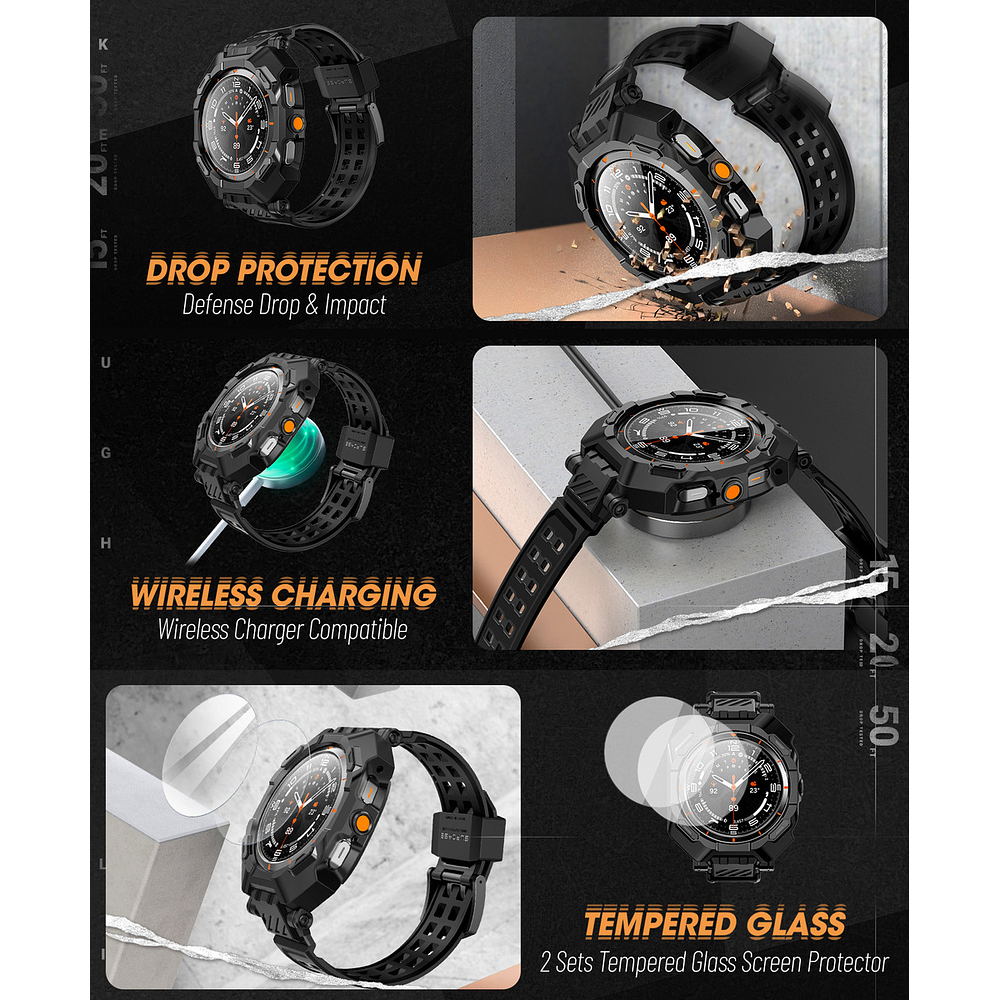 Correa + Case + Mica Supcase Para Galaxy Watch Ultra 2025 47mm 7