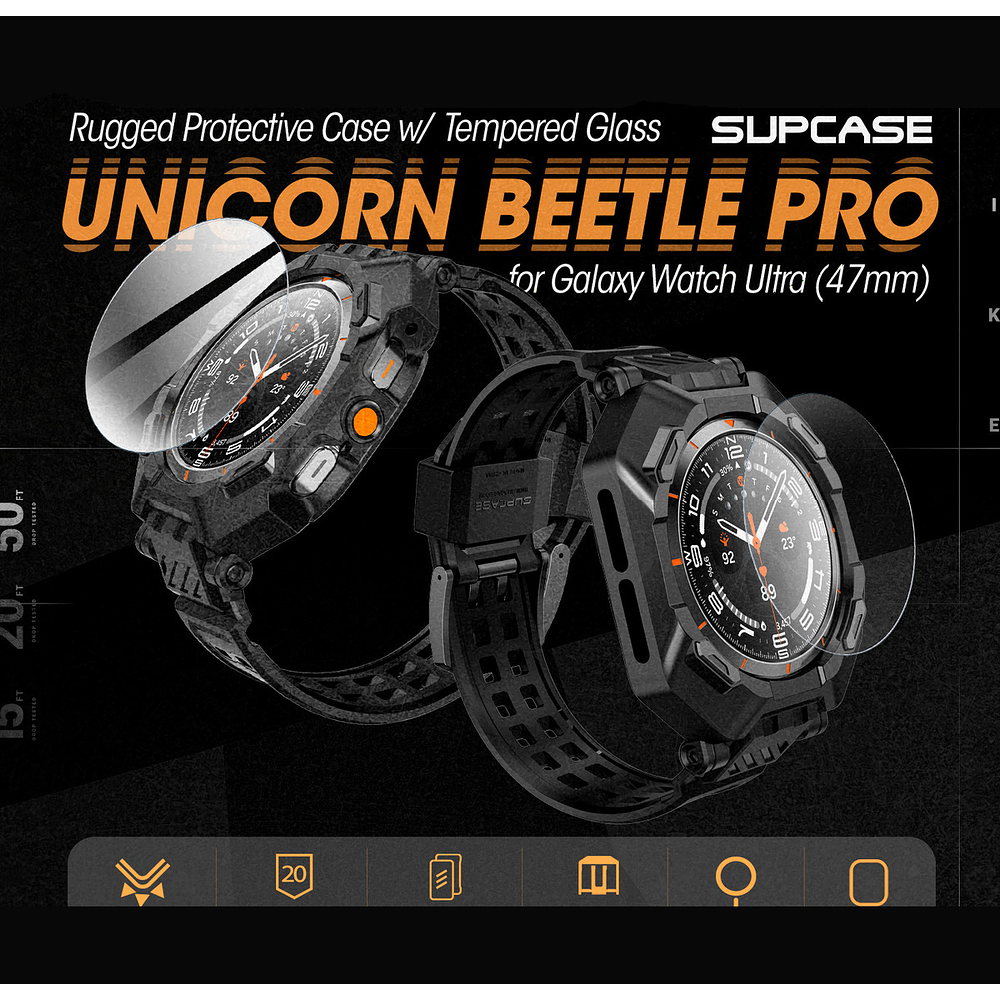 Correa + Case + Mica Supcase Para Galaxy Watch Ultra 2025 47mm 8