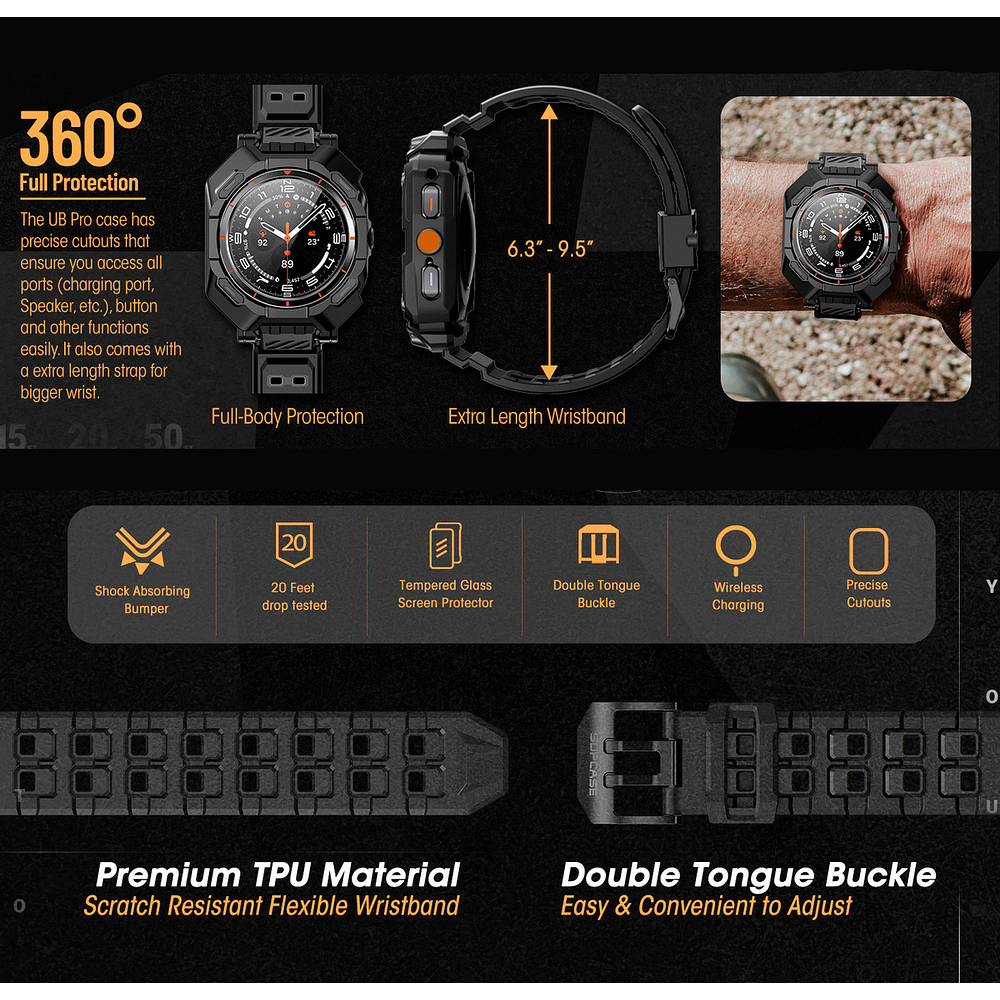 Correa + Case + Mica Supcase Para Galaxy Watch Ultra 2025 47mm 9