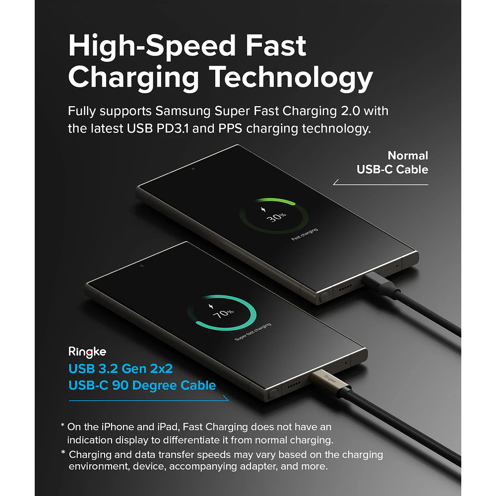 Cable Ringke 240w Usb-c 2m Para iPhone 17 Pro Max 6.9 | iPhone 17 Pro 6.3 | iPhone 17 Normal 6.3 | iPhone 17 Air 6.5 4