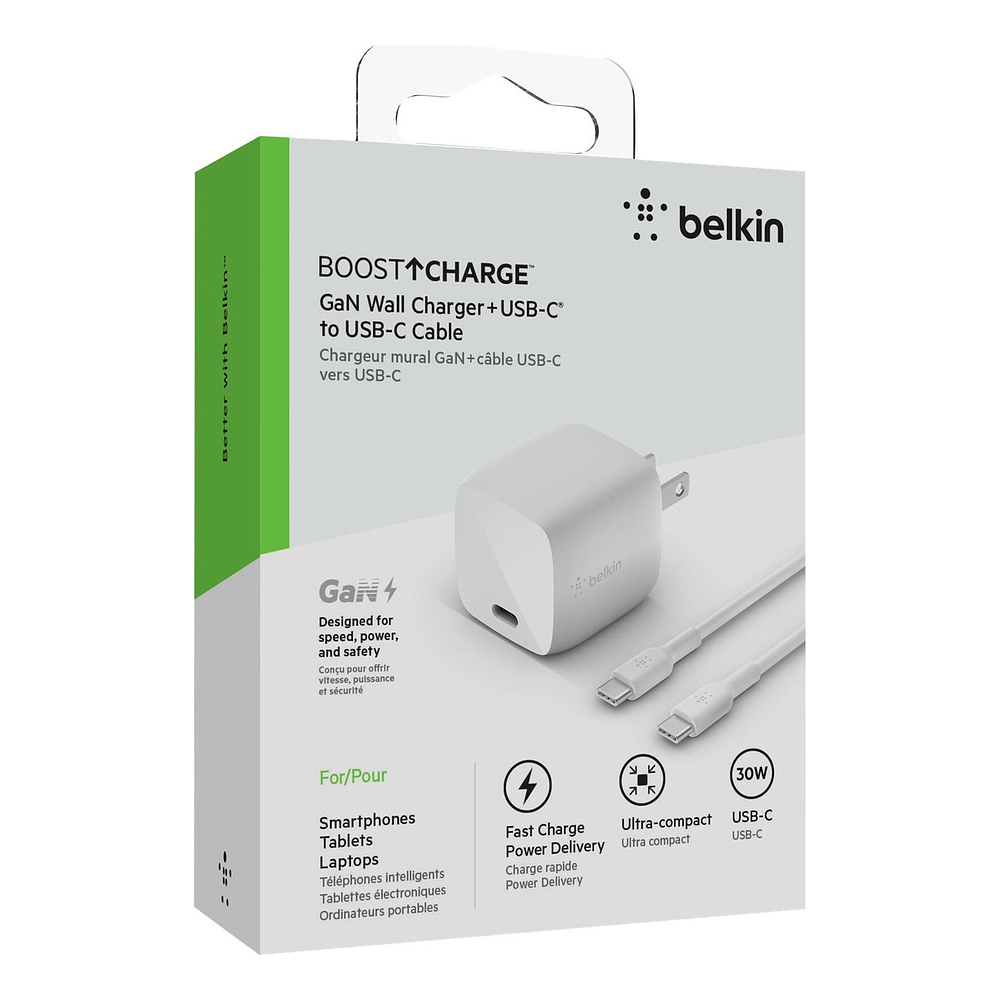 Cargador de Pared Belkin 30w Para iPhone 17 Pro Max 6.9 | iPhone 17 Pro 6.3 | iPhone 17 Normal 6.3 | iPhone 17 Air 6.5 + Cable 4