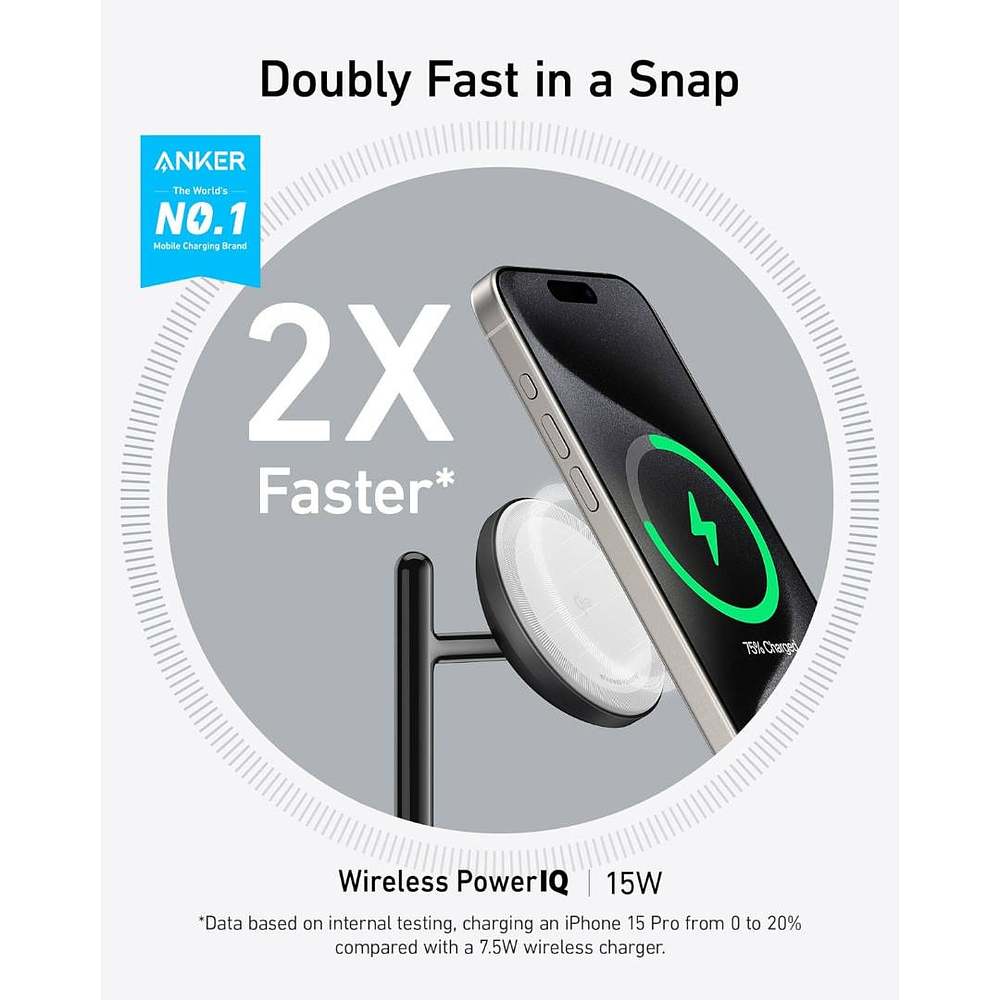 Cargador Anker Qi2 Magsafe Stand Para iPhone 17 Pro Max 6.9 | iPhone 17 Pro 6.3 | iPhone 17 Normal 6.3 | iPhone 17 Air 6.5 4