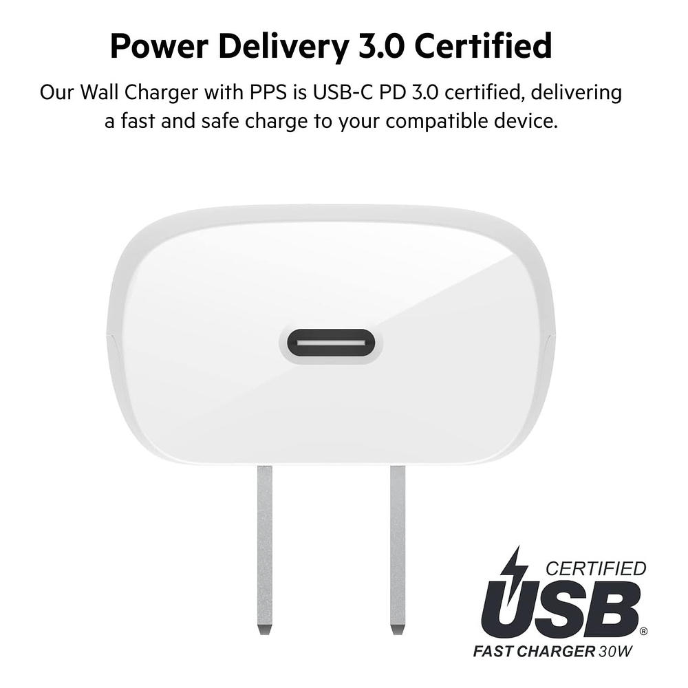 Cargador de Pared Belkin 30w Para iPhone 17 Pro Max 6.9 | iPhone 17 Pro 6.3 | iPhone 17 Normal 6.3 | iPhone 17 Air 6.5 (cubo) 5