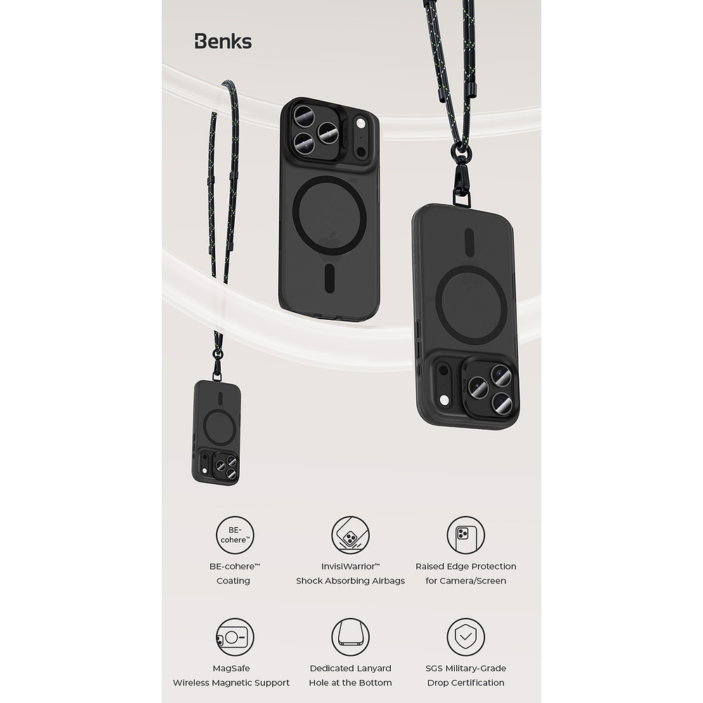 Case Benks Lucid Armor Magsafe Para Iphone 17 Normal 6.3 Smoke 8