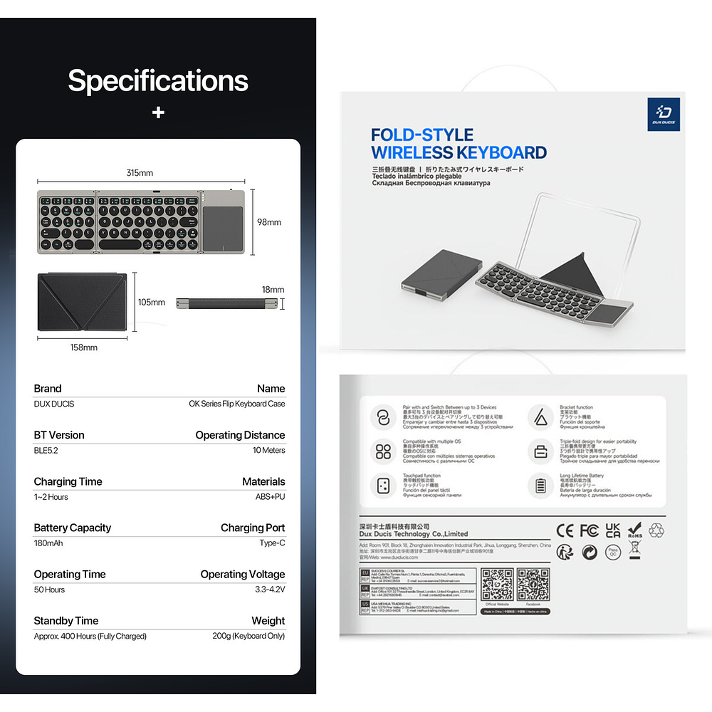 Teclado Portátil Touchflip Para Galaxy Tab S9 Ultra X910 10