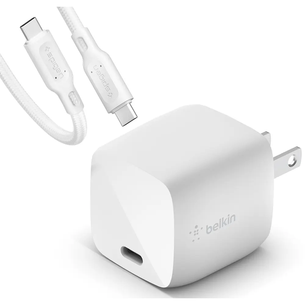 Cargador de Pared Belkin 30w Para iPhone 15 Pro Max 6.7 / iPhone 15 Pro 6.1 / iPhone 15 Normal 6.1 / iPhone 15 Plus 6.7 con cable 1