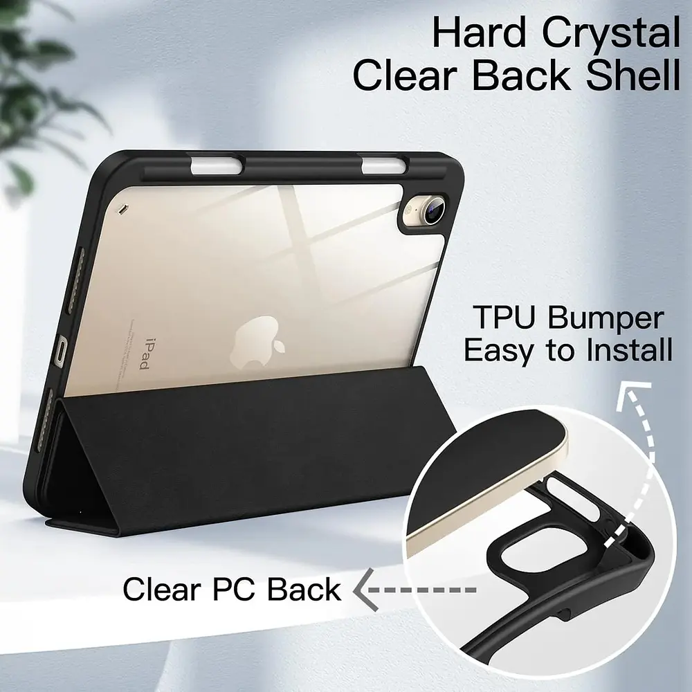 Smart Clear Case Para Ipad Mini 7 Gen A2993 A2995 Black 3
