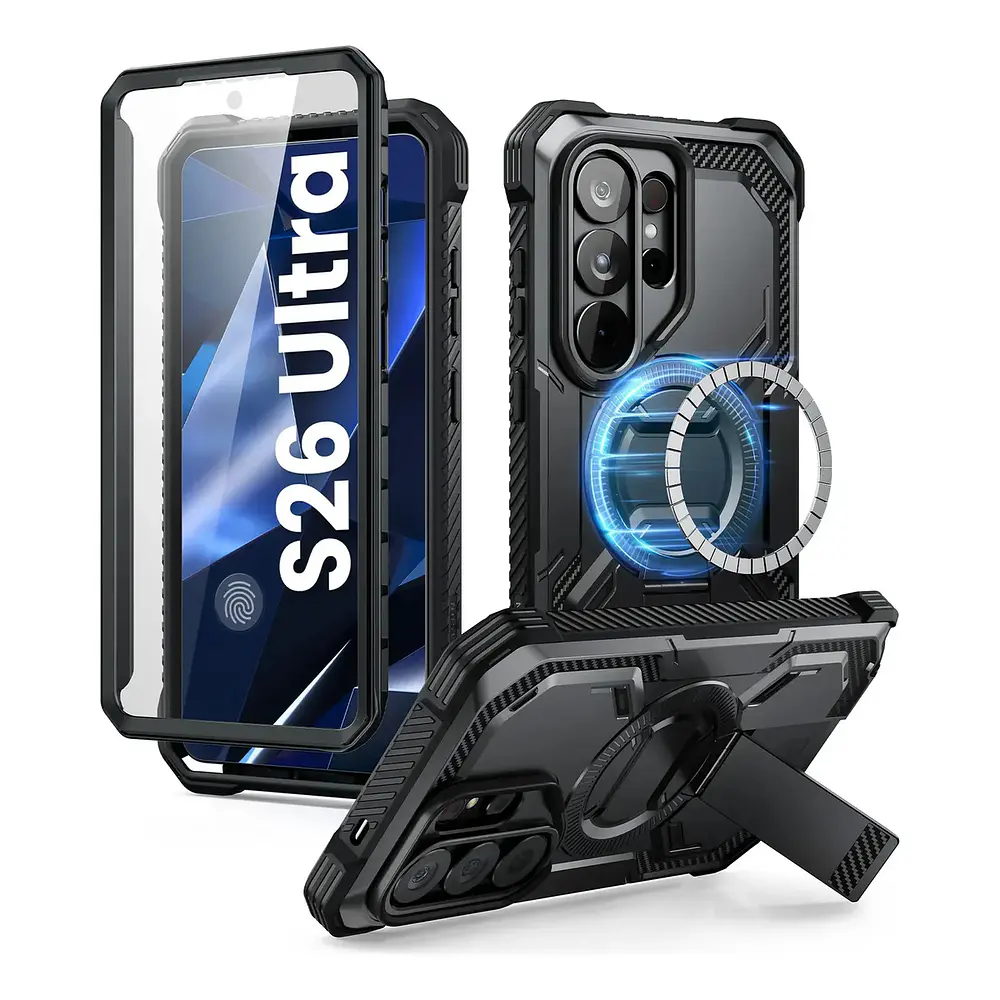 Case I-blason (mag) 360° Para Galaxy S26 Ultra Black + Mica 1