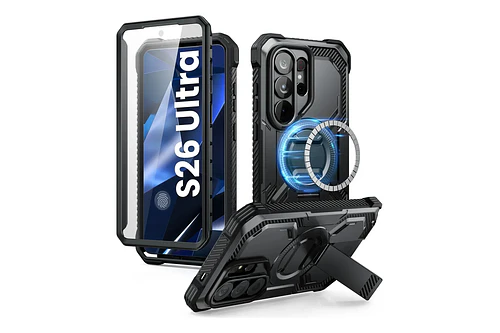 Case I-blason (mag) 360° Para Galaxy S26 Ultra Black + Mica